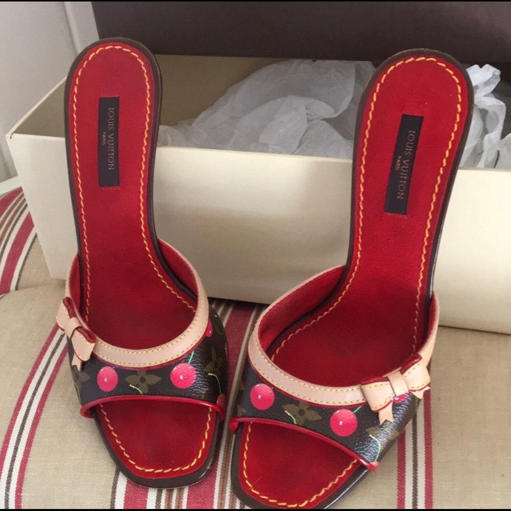 Louis Vuitton Monogram Cerise Heels Authentic